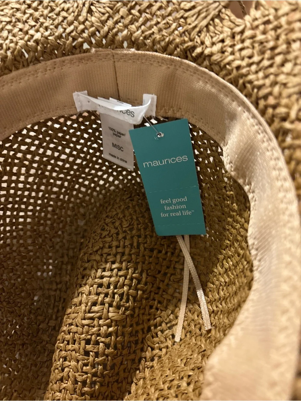 Maurices Tan Woven Beach Hat with Braided Detail - Picture 5 of 6